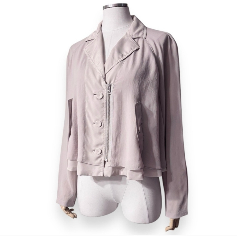 Light Pink Blazer with High Collar and Relaxed Fit